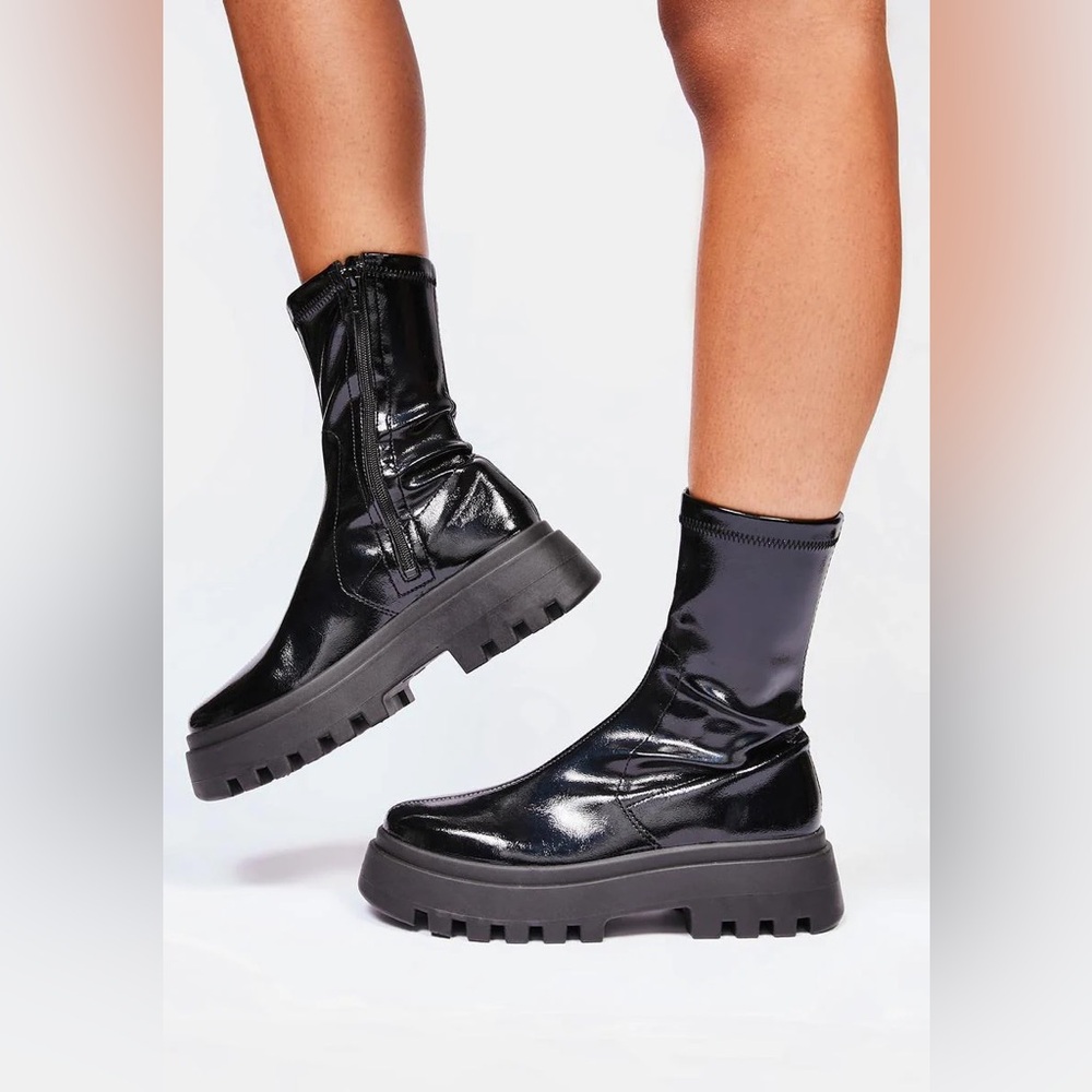 Altercore Morrigan Patent Ankle Boots Punk Goth Platform Booties Size eu 37
